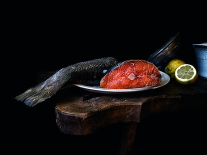 السمك والطعام وسمك السلمون، خلفية HD HD wallpaper