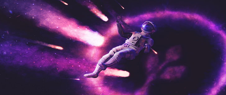 костюм космонавта, ультраширок, космос, космонавт, космическое искусство, фантастика, HD обои