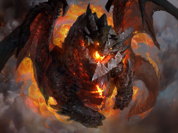 dragon wallpaper, Deathwing, World of Warcraft: Cataclysm, World of Warcraft, video games, HD wallpaper