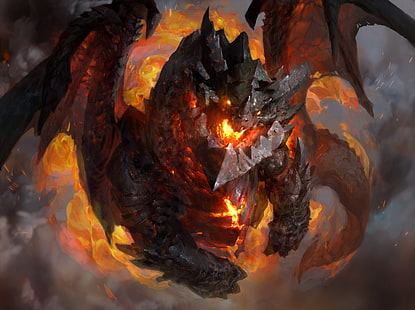 carta da parati drago, Deathwing, World of Warcraft: Cataclysm, World of Warcraft, videogiochi, Sfondo HD HD wallpaper