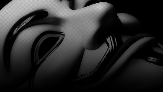 maska ​​Guya Fawkesa, Anonymous, czarna, Guy Fawkes, Tapety HD HD wallpaper