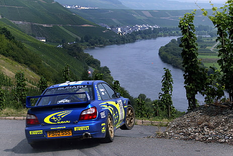 blau und gelb Subaru Limousine, Subaru, Rallye, Wrx, Impreza, Sti, HD-Hintergrundbild HD wallpaper