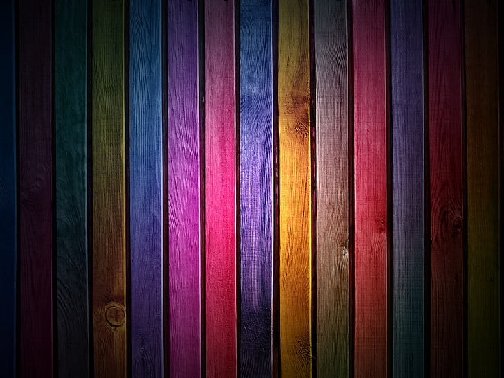 Wood, Slats, Colors, Rainbow, HD wallpaper