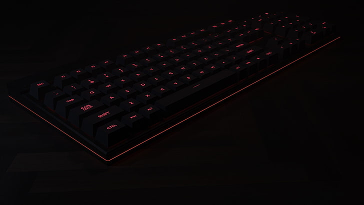keyboards, mechanical keyboard, red, black, black background, HD wallpaper