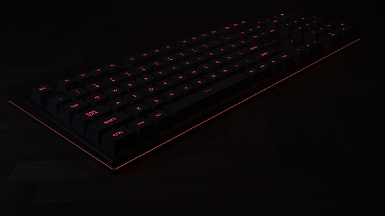 клавиатуры, механическая клавиатура, красный, черный, черный фон, HD обои HD wallpaper