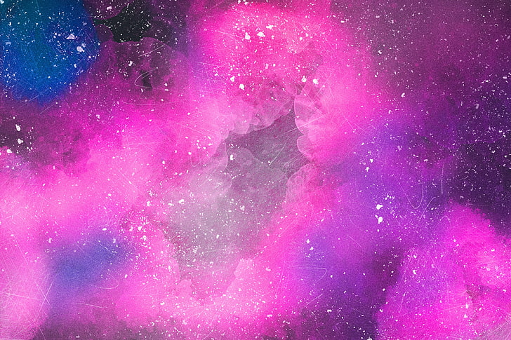 purple and blue galaxy wallpaper, stains, watercolor, pink, HD wallpaper