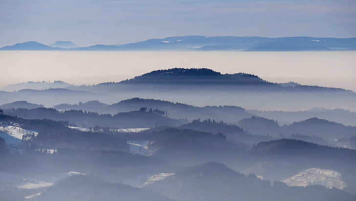 black forest, landscape, nebellandschaft, rhine valley, sea of fog, winter, wintry, HD wallpaper