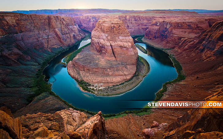 The Bend, colorado river, grand canyon, arizona, horseshoe bend, utah, 3d and abstract, HD wallpaper