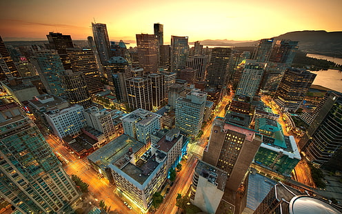 Vancouver Sunset Canada, พระอาทิตย์ตก, แวนคูเวอร์, แคนาดา, วอลล์เปเปอร์ HD HD wallpaper