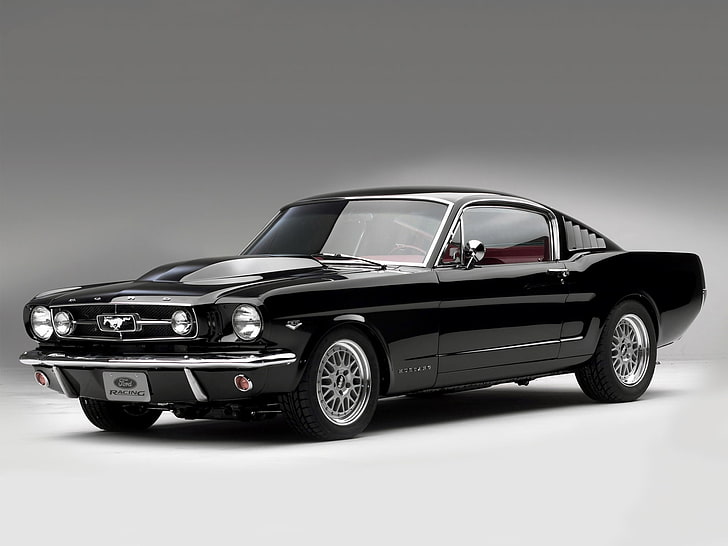 svart Ford Mustang coupe, Koncept, bakgrund, svart, Mustang, konceptet, Ford, Fastback, fronten, Muscle car, 2003, HD tapet