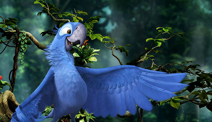 pájaros, azul, dibujos animados, película, rio 2, Fondo de pantalla HD