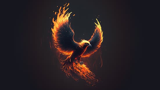  phoenix, minimalism, birds, AI art, HD wallpaper HD wallpaper