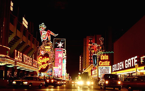 Улица Лас Вегас Фремонт през нощта Hd Тапет за работен плот Безплатно изтегляне 2560 × 1600, HD тапет HD wallpaper