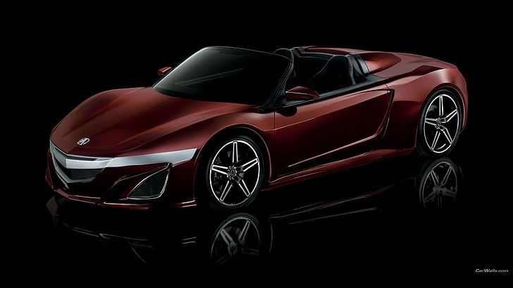 red and black convertible coupe, acura, Acura NSX, car, HD wallpaper