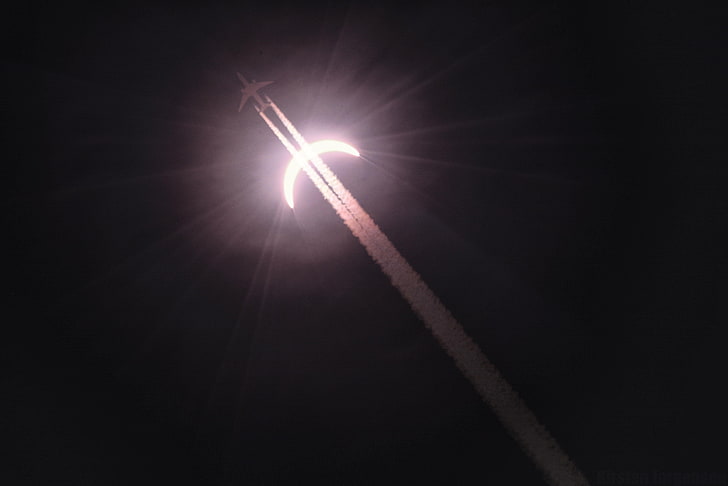 solar eclipse, airplane, HD wallpaper