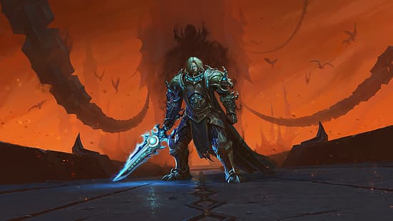 World of Warcraft, World of Warcraft: Shadowlands, Anduin Wrynn, Paladin, Death Knight, Wallpaper HD HD wallpaper