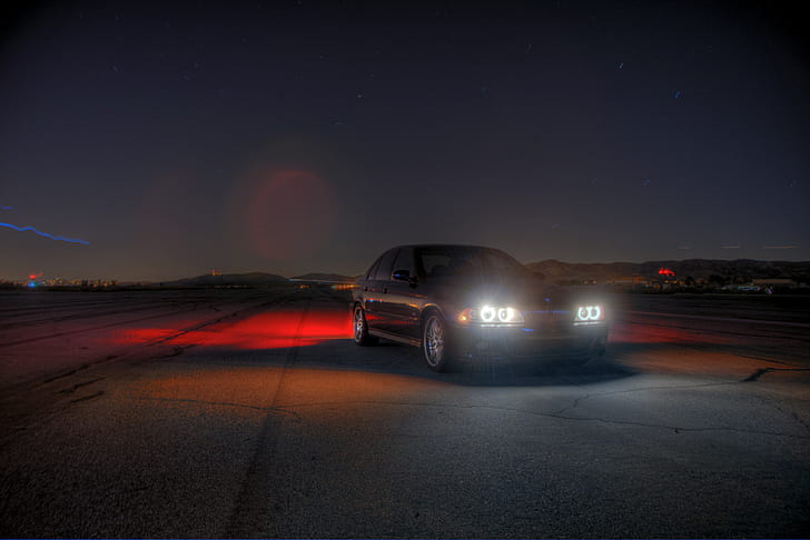 mobil, BMW M5 E39, malam, mobil Jerman, Wallpaper HD