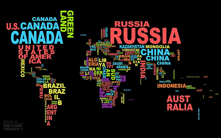 word cloud wallpaper, map, countries, black, world, word clouds, typography, world map, HD wallpaper