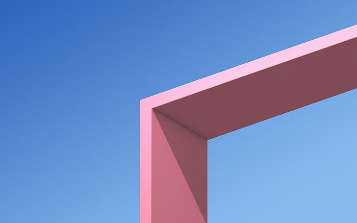 HTC U11+, minimalism, architecture, blue, pink, HD wallpaper