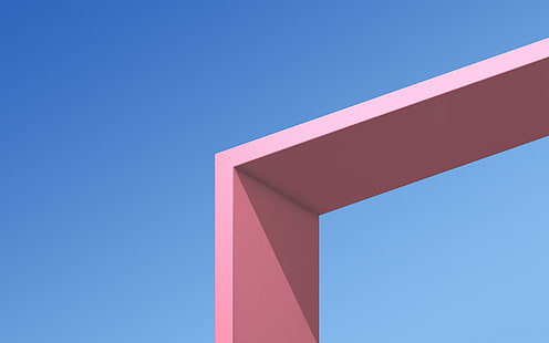 HTC U11+, minimalism, architecture, blue, pink, HD wallpaper HD wallpaper