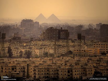 피라미드, 도시, 내셔널 지오그래픽, 이집트, 도시 풍경, HD 배경 화면 HD wallpaper