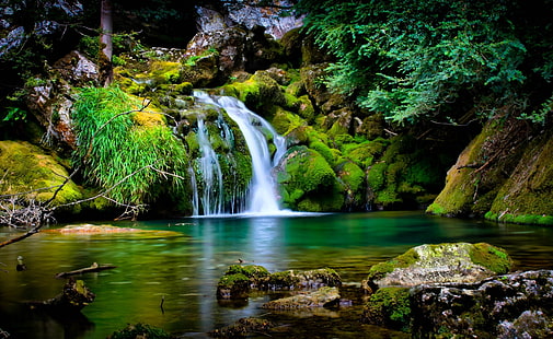 Cascada Paisaje, fondos de pantalla de cascadas, Naturaleza, Cascadas, Paisaje, Cascada, Fondo de pantalla HD HD wallpaper