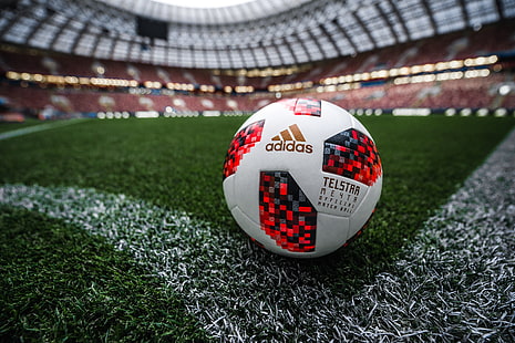 white and red Adidas soccerball, The ball, Sport, Football, Russia, Adidas, 2018, Stadium, Lawn, World Cup, FIFA, Luzhniki, Cup, World Cup 2018, The world Cup 2018, Adidas Telstar 18, Telstar 18, Adidas Telstar, Telstar, Russia 2018, FIFA World Cup 2018, The world Cup in Russia, The official soccer ball of world Cup 2018, The Main Stadium, Stadium of the country, Stadium 