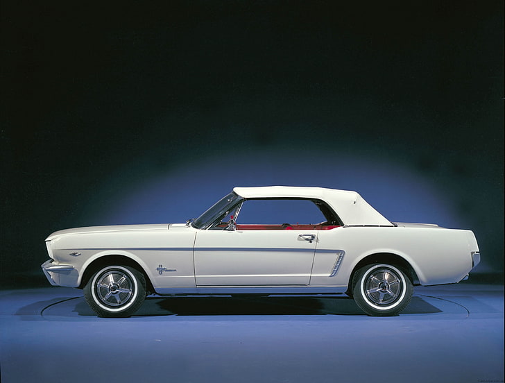 白いフォードマスタングクーペ、フォードマスタング、スタイル、車、 HDデスクトップの壁紙