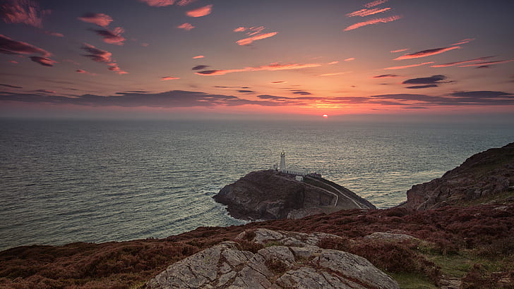 Leuchtturm-Ozean-Küsten-Sonnenuntergang bewölkt HD, Natur, Ozean, Wolken, Sonnenuntergang, Küste, Leuchtturm, HD-Hintergrundbild