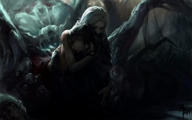 Dark Souls, Quelaag (Dark Souls), fire keeper, Sister, spider, Hug, HD wallpaper