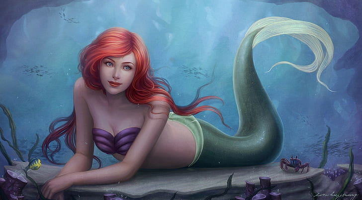 seni fantasi, naungan lembut, The Little Mermaid, Wallpaper HD