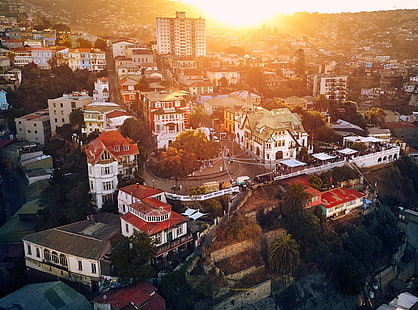 Valparaiso City, Chile, Südamerika, Chile, Ansicht, Flugaufnahme, Stadtansicht, Nachbarschaft, DronePhotography, Valparaiso, Playa Ancha, HD-Hintergrundbild HD wallpaper