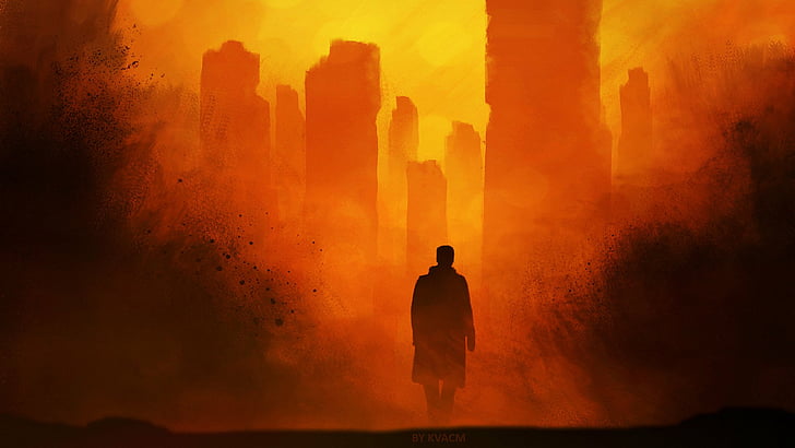 Movie, Blade Runner 2049, Building, City, Orange, Silhouette, HD wallpaper