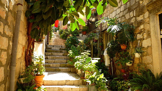 Dubrovnik Street, Croatie, rue, marches de pierre, Dubrovnik, Fond d'écran HD HD wallpaper