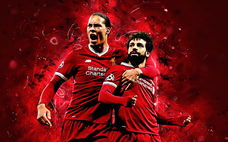 Soccer, Liverpool F.C., Mohamed Salah, Virgil van Dijk, HD wallpaper