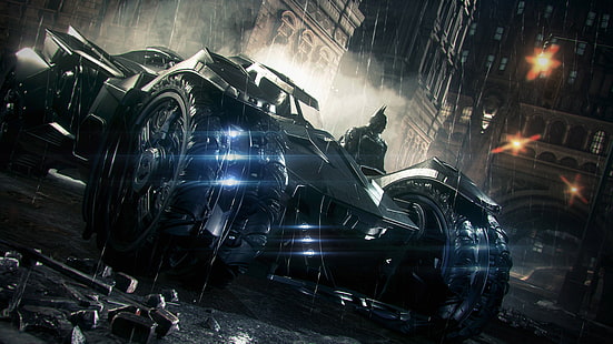Бэтмен, Бэтмен: Arkham Knight, Batmobile, Gotham City, Rocksteady Studios, видеоигры, HD обои HD wallpaper