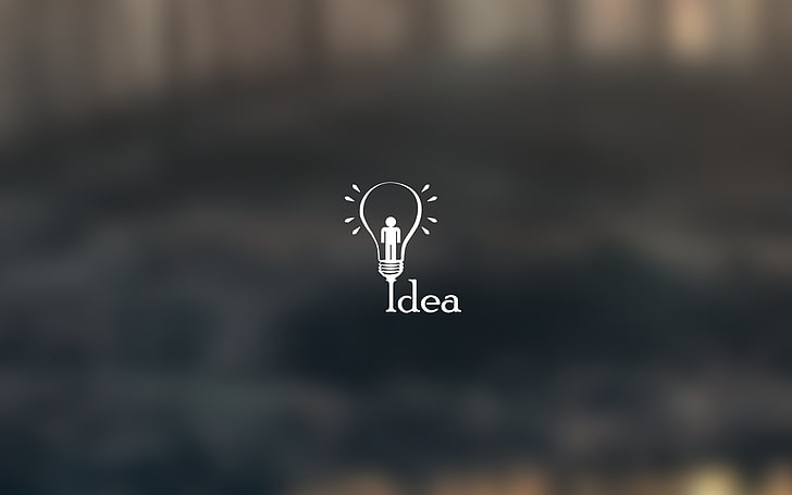 Logo idea, lampadina, minimalismo, profondità di campo, Sfondo HD