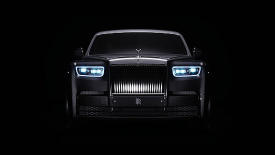 кола, Rolls-Royce, Rolls-Royce Phantom, черни коли, превозно средство, прост фон, HD тапет HD wallpaper