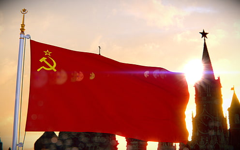 Soviet Union flag, future, movement, red, flag, Moscow, The Kremlin, chimes, USSR, communism, 2.0, banner, The essence of time, Kremlin, socialism, essence of time, eot, HD wallpaper HD wallpaper