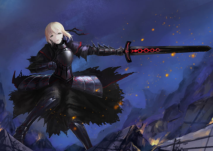 Fate Series, Fate / Stay Night, animeflickor, Saber Alter, HD tapet