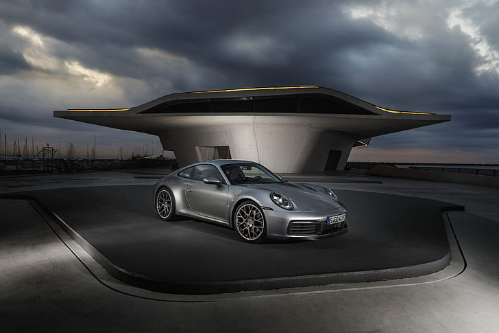 coupé, 911, Porsche, nublado, Carrera 4S, 992, 2019, Fondo de pantalla HD
