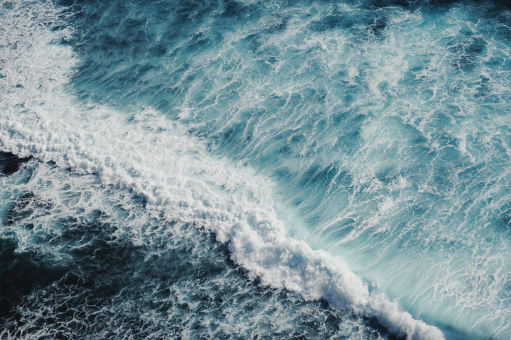 ombak lautan, samudra, berselancar, busa, laut, air, Wallpaper HD