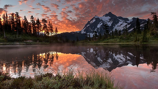 ทะเลสาบและภูเขาธรรมชาติแคนาดาทิวทัศน์ทะเลสาบป่าภูเขา, วอลล์เปเปอร์ HD HD wallpaper