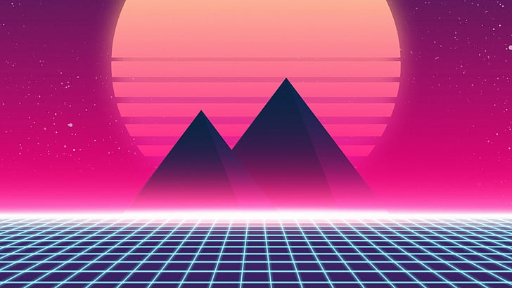 Pyramide, digitale Kunst, Retrowave, Synthwave, Neon, HD-Hintergrundbild