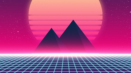 Pyramide, digitale Kunst, Retrowave, Synthwave, Neon, HD-Hintergrundbild HD wallpaper