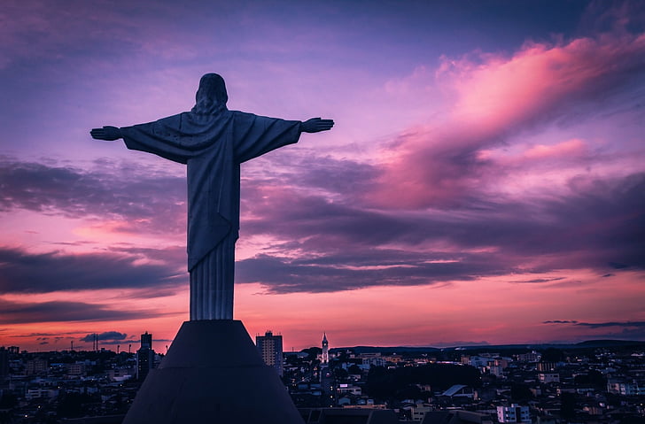 Agama, Penebus Kristus, Brasil, Awan, Yesus, Rio de Janeiro, Langit, Patung, Matahari Terbit, Wallpaper HD