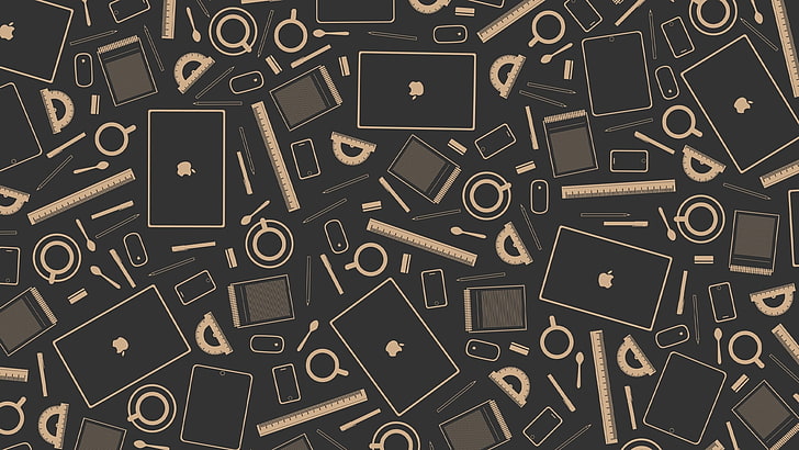 assorted Apple products wallpaper, Vector, Pencils, Coffee, Line, HD wallpaper