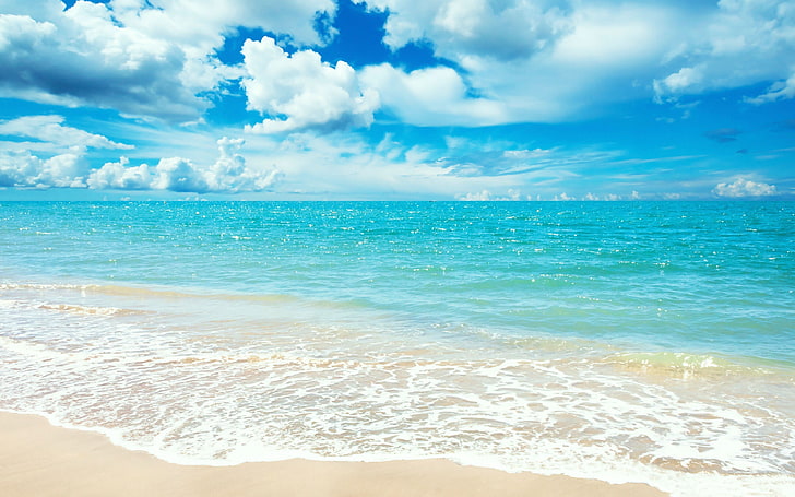 Beautiful white beach-Summer Scenery HD Wallpaper, seashore, HD wallpaper