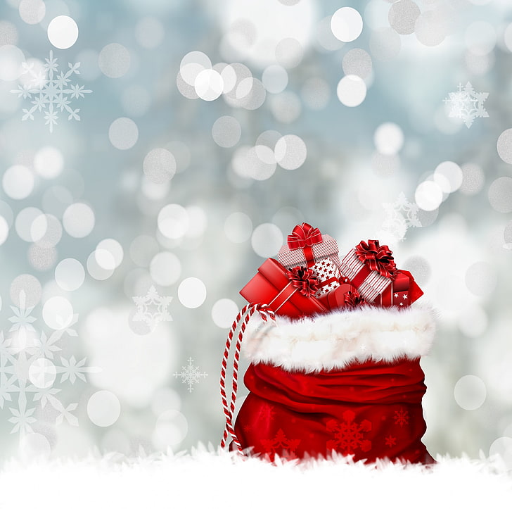 Christmas Wishes, Holidays, Christmas, Santa, Silver, Xmas, Presents, Gifts, Holiday, Tradition, bokeh, Nicholas, redandwhite, christmastime, santaclaus, HD wallpaper