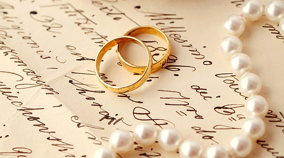 Ehe, zwei goldfarbene Bandringe, Liebe, Ehe, HD-Hintergrundbild HD wallpaper